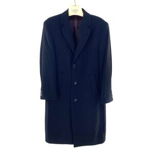 Adam Baker Mens Black Wool Blend Long‎ Overcoat Sz 40S/L Classic Business Winter